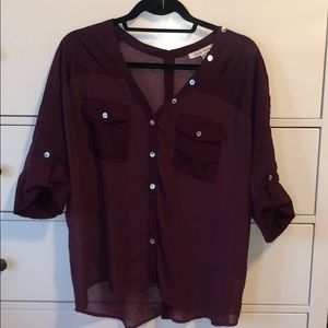 FRANCESCAS burgundy button down blouse